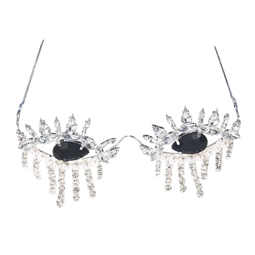 Zqxnt Mode Anhängerbrille Mit Funkelnden Diamanten Die Stilvolle Rahmenlose Brillen Für Frauen Mit Gesichtsbehörden Verschönerte Brillen Verschönert von Zqxnt