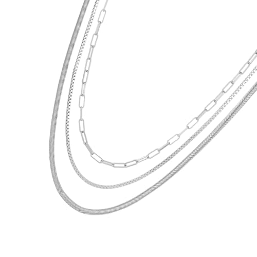 Zqxnt Mode Frauen Halskette Multilayer Halskette Schlüsselbein Kette Halskette Jugendliche Frauen Accessoires Edelstahl Textur Schlüsselbein Kette Halskette von Zqxnt