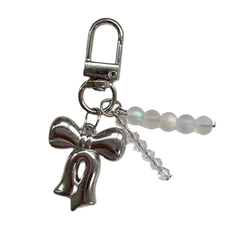 Zqxnt Mode Silberne Liebe Herz Schlüsselbund Anhänger Sturdy Legierung Schlüsselring Mit Bowknot Charm Women's Accessoire Täglich Nutzung Alltag Carry Keychain von Zqxnt