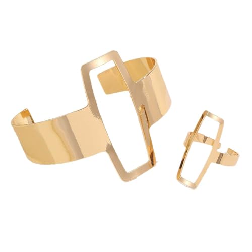 Zqxnt Moderne Geometrische Offene Armband Und Ringe Die Anspruchsvolle Ringe Für Jugendliche Frauen Geeignet Sind Die Einzigartige Stile Suchen Trendy Frauenschmuck von Zqxnt