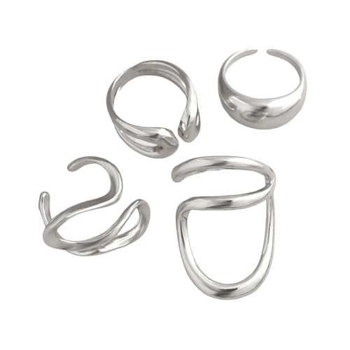 Zqxnt Packung Mit 4 Einzigartigen Fingerringen Verstellbare Ringe Geometrische Öffnungringe Gold Farbe Auffällige Fingerschmuck Für Tägliche Einzigartige Ringe von Zqxnt