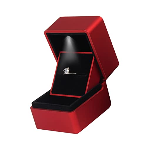 Zqxnt Schmuck Ringkoffer Für Vorschlag Hochzeit Engagement Geburtstag Valentinstag Luxusohrringe Broschbox Mit/ohne Leichte Samtringkiste Mit LED Light Halskette Anhänger Juwely Geschenk Display von Zqxnt