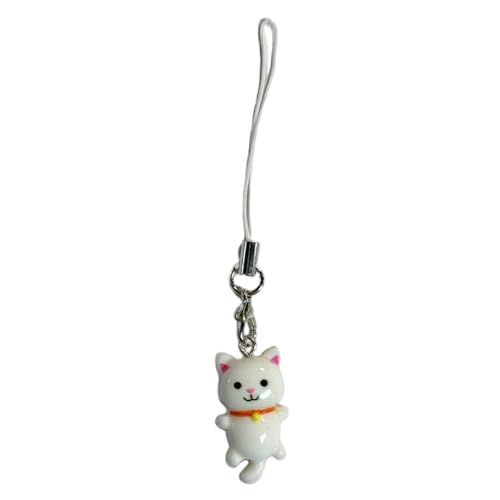Zqxnt Schöne Katzenanhänger Telefonkette Armband Kätzchen Charme Schlüsselbund Telefon Lanyard Acrylschlüsselringbeutel Schmuck Geschenk Telefonkette Armband von Zqxnt