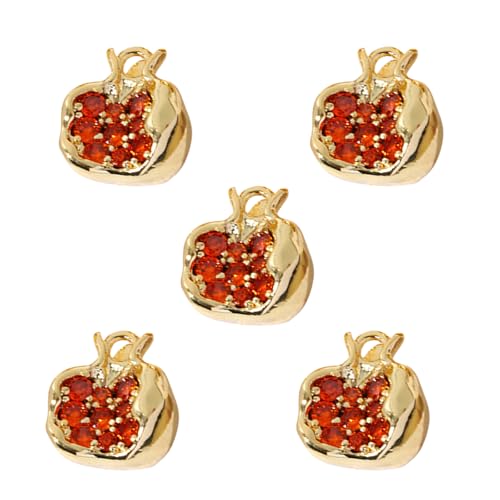 Zqxnt Set Von 5 Kirschen/Granatapfel Anhänger Mit Funkelnden Zirkonsteinen Obstcharme Für Armbänder Halsketten Schmuckfunde Mode Schmuck Accessoire von Zqxnt