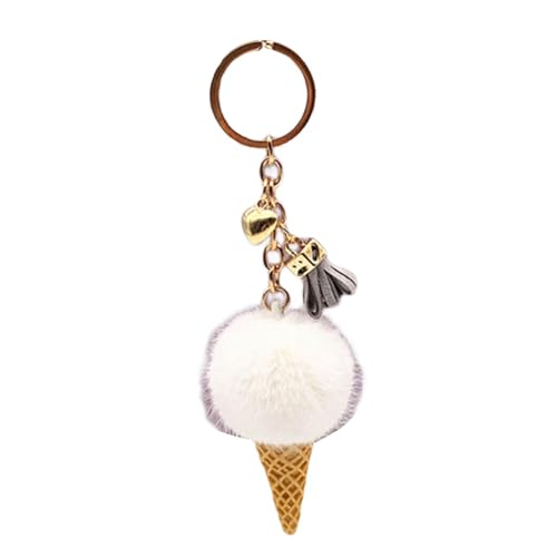 Zqxnt Stilvolle Eisschlüsselkette Für Frauen Und Mädchen Farbenfrohe Plüsch Pompoms Anhänger Keychain Mode Bag Accessoire Trendy Keyring Für Taschen von Zqxnt