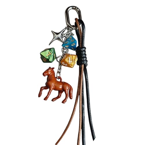 Zqxnt Stylish Weaving Seil Keyring Dices Und Pferdschlüsselkettenhand Bag Anhänger Accessoires Für Mode Enthusiasten Modische Seilschlüsselkette von Zqxnt