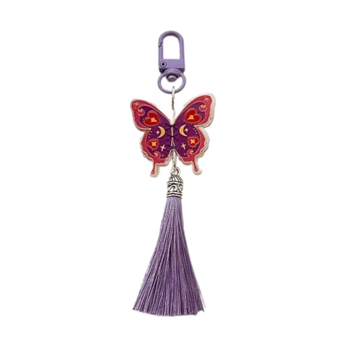 Zqxnt Süßer Süßer Schmetterling Anhänger Keychain Fashion Keyring Mit Quasten Tasche Charme Autoschlüsselhalter Für Geldbeutel Handtasche Lebende Farben von Zqxnt
