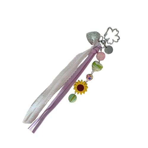 Zqxnt Sunflowers Ribbon Charme Für Handtaschen Und Rucksäcke Farbenfrohe Perle Keychain Ornament Geschenk Für Geburtstage Oder Ferien Geldbeutel Anhänger von Zqxnt