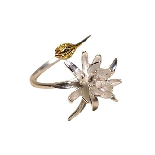 Zqxnt Tragbare Frauenverstellungsringe Handwerk In Robusten Leichtmetallmaterialien Mit Nachtblühungen Cereus Blumen Stilvolle Outfits Blumenringe von Zqxnt