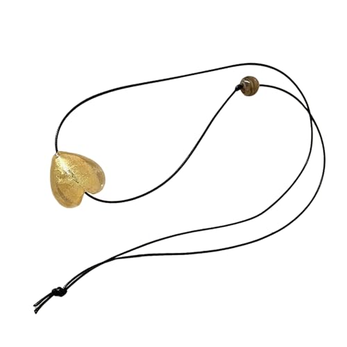 Zqxnt Trendy Love Heart Anhänger Halskette Langes Schwarzes PU Leder Schlangeblikaner Kette Verstellbarer Länge Heckkette Für Frauen Farbiger Glasur Schmuck von Zqxnt