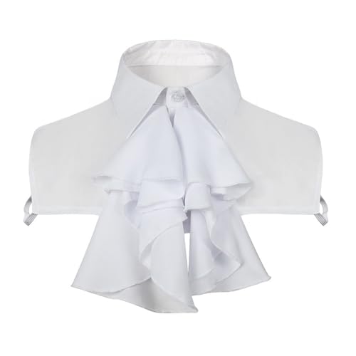 Zqxnt Unisex Steampunk Colonial Jabot Krawatte Victorian Ruffled Neck Kragen Abnehmbarer Gefälschter Kragen Cosplay Kostümzubehör von Zqxnt