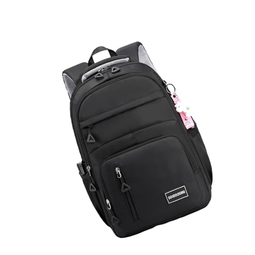 Zqxnt Vielseitige Student Nylon Rucksack Für Girl School Tasche Mit Laptop Abteil Casual Daypack Books Books Black Book Tasche von Zqxnt