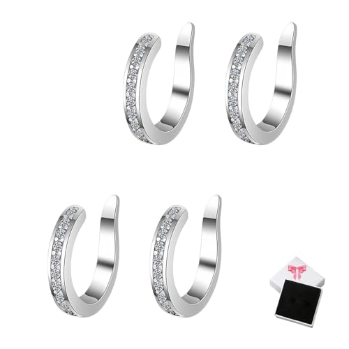 Fixura Ear Clips, Zafiller Ear Clip, Non Pierced Clip On Lightweight Fake Earrings, Ear Cuff No Piercing, Pierceless Ear Cuff Earrings for Work, Play, Or Everyday (Silber (zwei Paar)) von ZrdlqlLcjxy