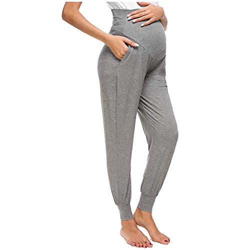 Damen Hose Schwanger Stretchy Pants Lounge Color Solid Maternity Damen Bequeme Freizeithose Umstandshose Umstandsmode Oberteil Frau Schwangere Mutter Kleidung Sommer Umstandsmode von Zshosam