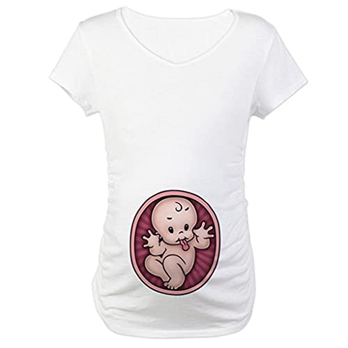 Damen Stillshirt Sommer Umstandsmode Oberteil Langarm Ärmellos niedliches T-Shirt O-Ausschnitt Kurze Schwangere Oberteile Mutterschaft Baby-Druck Kleidung Damen Große Größen 50 von Zshosam