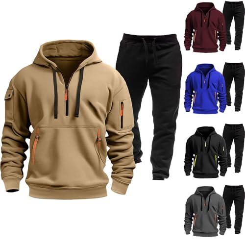 Herren Trainingsanzug Jogginganzug Herren Oversized Trainingsanzug 2 Teilig Baumwolle Pullover Mit Kapuze Baggy Jogginghose Jogginganzug Sportanzug Kapuzenpullover Set Hoodie Tracksuit Elegant Basic von Zshosam