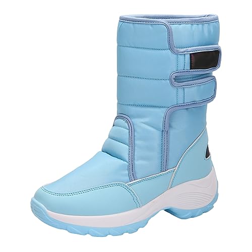 Schneestiefel Damen Wasserdicht, Stiefel für Damen mit Zipper Schneestiefel Warme Boots Winter Stiefeletten Damenschuhe Arbeitsschuhe Winterboots Damen Stiefel Outdoor (Stiefel Damen 01-Blue, 40) von Zshosam