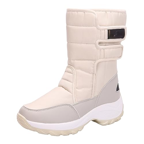 Schneestiefel Damen Wasserdicht, Stiefel für Damen mit Zipper Schneestiefel Warme Boots Winter Stiefeletten Damenschuhe Arbeitsschuhe Winterboots Damen Stiefel Outdoor (Stiefel Damen 01-White, 38) von Zshosam