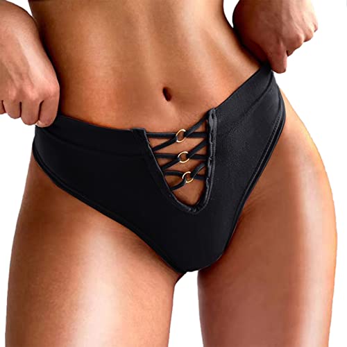 String Tanga Damen Unterwäsche High Waist Slips Sexy Damen Briefs Netz Panty Unterwäsche Tanga für fette Frau Schwarze Frauen in Tangas Panty Frauen klein Bauch Weg Unterwäsche Damen (Black, M) von Zshosam