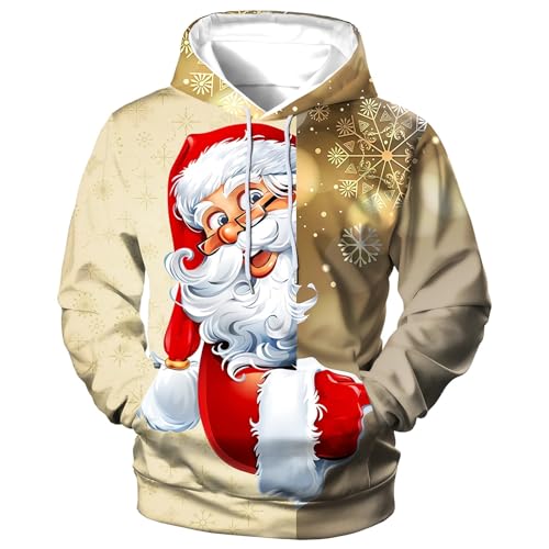 Weihnachtspullover Lustig Weihnachtspullover Herren Rentier Lustig 3D Hoodie Sweatshirts Unisex 3D Druck Christmas Weihnacht Pullover Weihnachtsmotiv Weihnachtssweater Merry Christmas Jumper Elegant von Zshosam