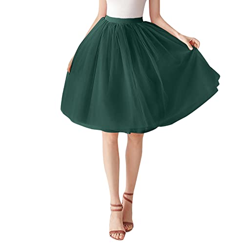 Zshosam Damen Tüllrock Karneval Kostüm Ballett Unterröcke Vintage Petticoat Damen Großes Kostüm Tüllrock Tutu Unterrock Kurz Ballkleid Ballett Tanzkleid Abendkleid Damen Röcke Rot (Green, One Size) von Zshosam