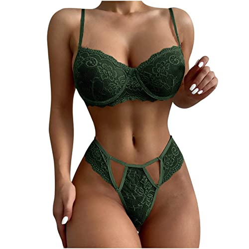 Zshosam Erotische Dessous-Set Damen Sexy Königsblau Erotik BH Lingerie Höhe Taille Reizwäsche Nachtwäsche Lace Spitze Unterwäsche und Slip Set Bodysuits Nachthemd Frontverschluss Babydoll Frauen von Zshosam