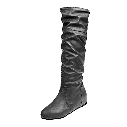 Zshosam Winterstiefel Damen Gefüttert, Stiefel für Ankle Boots Schneestiefel Warme Winter Stiefeletten Damenschuhe Arbeitsschuhe Winterboots Flach Wanderschuhe (Warm002-Grey, 39) von Zshosam