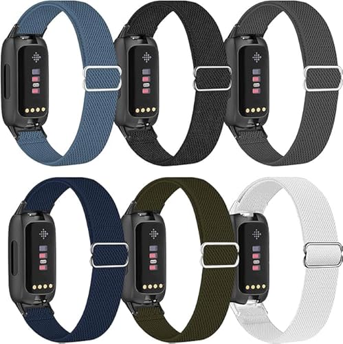 Zspoly 6 Stück Kompatibel mit Fitbit Inspire 3 Armband für Damen Herren, Weich Atmungsaktiv Sport Ersatzband mit Inspire 3 Armband, Einstellbar Elastisch mit Fitbit Inspire 3 Armband von Zspoly