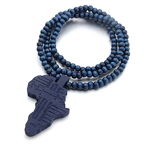 Afrika-Karten-Anhänger, Holzperlenkette, Halskette, Afrika-Halskette, Hip-Hop-Rapper-Schmuck für Herren von Ztexkee