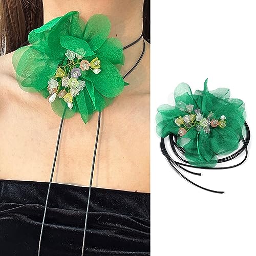 Blumen-Choker für Braut, Damen, Mädchen, Sommer, Strand, künstlich, groß, Blumenhalsband, Choker-Halskette für Hochzeit, Party von Ztexkee