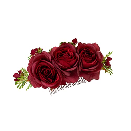 Haarkämme mit künstlichen Rosenblüten, zarte Metall-Haarkämme, elegante Braut-Hochzeits-Haarkämme, einfache modische Kopfstücke, dekorative Haarspange, Haarschmuck für Frauen und Mädchen von Ztexkee