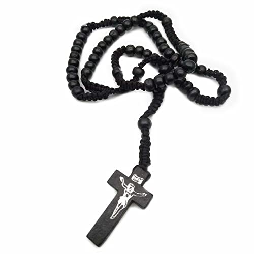 Holzperlen-Halskette, Kreuz-Halskette für Damen und Herren, religiöser Schmuck, Zubehör von Ztexkee