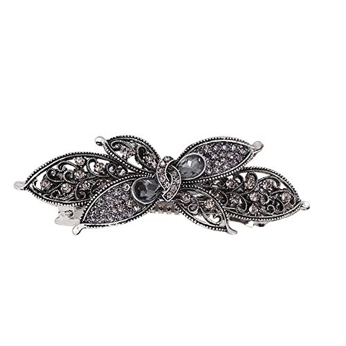 Retro Kristall Schwarz Haarspange Elegante Schachtelhalm Haarspangen Einfache Mode Strass Frühling Clip Dekorative Haarspange Haarschmuck für Frauen Mädchen von Ztexkee