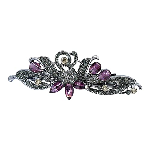 Schwarze Tulpe Strass Haarspange Elegant Schachtelhalm Haarspangen Einfache Mode Strass Federclip Dekorative Haarspange Haarschmuck für Frauen Mädchen von Ztexkee