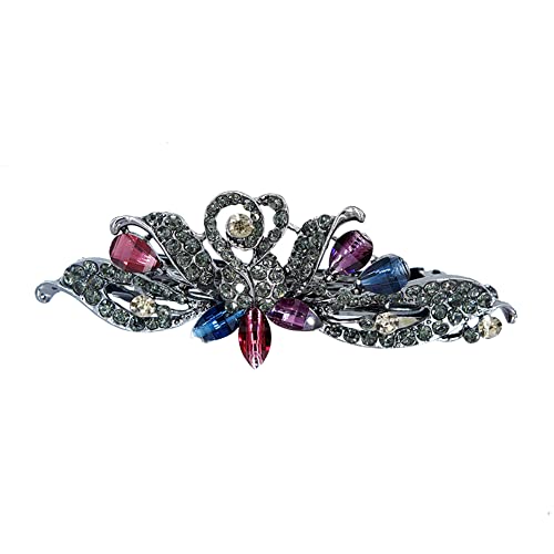 Schwarze Tulpe Strass Haarspange Elegant Schachtelhalm Haarspangen Einfache Mode Strass Federclip Dekorative Haarspange Haarschmuck für Frauen Mädchen von Ztexkee