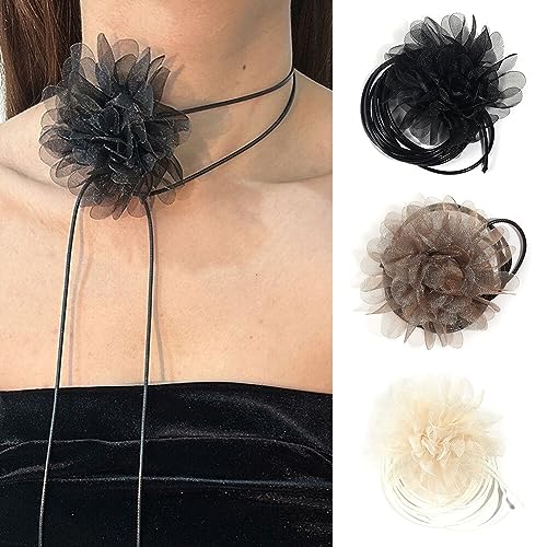 Ztexkee Blumen-Choker für Frauen und Mädchen, Braut, großer Stoff, Blumenhalsband, Halsband für Hochzeit, Party, M von Ztexkee