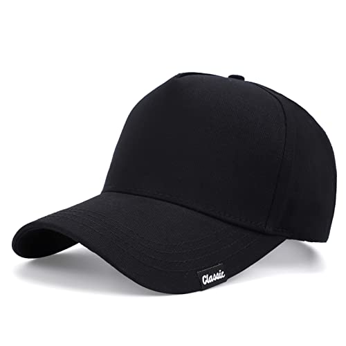 Oversize XXL Baseballkappe für Herren, extra großer Hut für große Köpfe, 59,9 cm - 65 cm, Übergröße, strukturierte Dad-Trucker-Hüte, Baumwolle - Schwarz, Einheitsgröße von Ztl