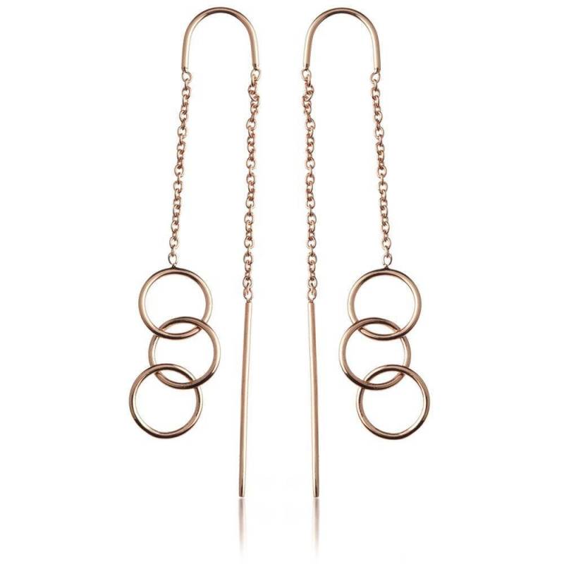 Rosegold Vermeil Triple Linked Circles Threader Ohrringe von ZuZuJewelleryGB
