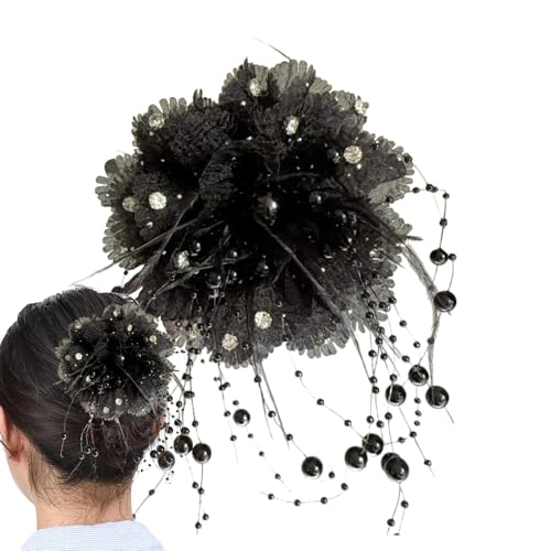 Zuasdvnk Blumenhaarclip für Frauen, künstliche Blumenhaarclip | Perlen Tassels Bud Haarnadel Nicht-Schlupf-Barrette - Boho Pins Kopfbedeckungshaarzubehör gefälschte Blumenhaarclip für Strandparty von Zuasdvnk