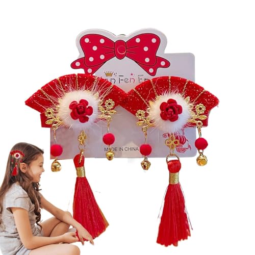 Zuasdvnk Chinesische Haarnadeln, Chinesisches Neujahrsstirnband - Neujahrsaccessoires, Quasten Rote Haarschleifen mit Quasten - Frohes Neues Jahr Haarschmuck für Muttertag, Geburtstag, Kinder, von Zuasdvnk