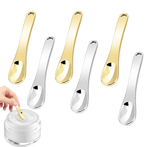 Zuasdvnk Cremelöffel, Metallkosmetikspatel - 6x kleine Hautpflege Spatel - Metallcreme -Applikator, Feuchtigkeitscreme -Löffel, Schönheitswerkzeuge zum Mischen und Probenahme -Make -up -Kosmetik von Zuasdvnk