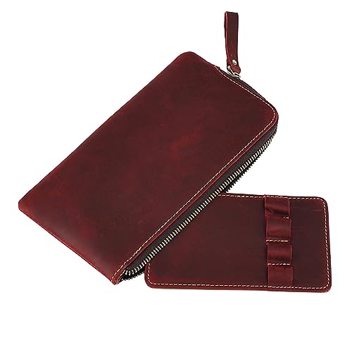 Zuasdvnk Füllfederhalter-Organizer, Federmäppchen aus Leder - Reißverschluss-Stift-Organizer,Stifttasche aus PU-Leder, Präsentationshalter, Schreibtisch-Organizer für Zuhause und Schule von Zuasdvnk
