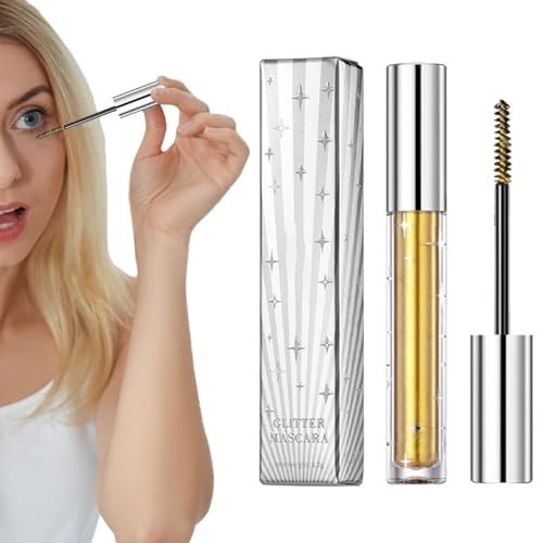 Zuasdvnk Funkelnde Wimperntusche, Mascara-Glitzer | Wasserfeste Curling-Wimpern-Booster-Mascara | Schimmerndes Augen-Make-up, langlebig, schnell trocknend und pigmentiert für Party-Make-up von Zuasdvnk