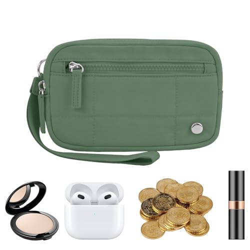 Zuasdvnk Handgelenk-Geldbörse für Damen, tragbare Clutch-Geldbörse, Kleingeldhalter, Reißverschluss, Münzgeldbörse, stilvolle Kleingeldtasche für Reisen, Kreditkarten, Handy, Schlüssel, Münzen, grün, Zuasdvnk Handgelenk-Geldbörse für Damen, tragbare Clutch-Geldbörse, Kleingeldhalter, Reißverschluss, Münzgeldbörse, stilvolle Kleingeldtasche für Reisen, Kreditkarten, Handy, Schlüssel, Münzen, grün, von Zuasdvnk