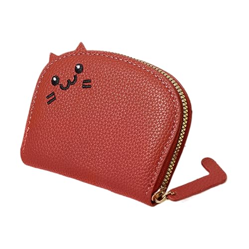 Zuasdvnk Kartenetui – Kreditkartenhalter | tragbare Brieftasche mit Reißverschluss, Kartenetui, Cartoon-Katze, Kleingeldbörse für Münzen, Kleingeld, Karte, rot, Refer to Description, Unisex von Zuasdvnk