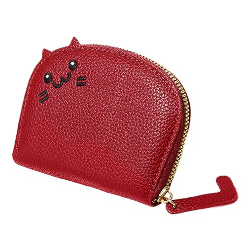 Zuasdvnk Kartenetui – Kreditkartenhalter | tragbare Brieftasche mit Reißverschluss, Kartenetui, Cartoon-Katze, Kleingeldbörse für Münzen, Kleingeld, Karte, weinrot, Refer to Description von Zuasdvnk