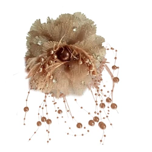 Zuasdvnk Künstliche Blumen-Haarspange, Knospen-Haarnadel, Blumenkrallen, rutschfeste Haarspange mit Perlen und Quasten, künstliche Boho-Anstecknadeln, Kopfschmuck, Frisuren-Dekoration für Frauen von Zuasdvnk