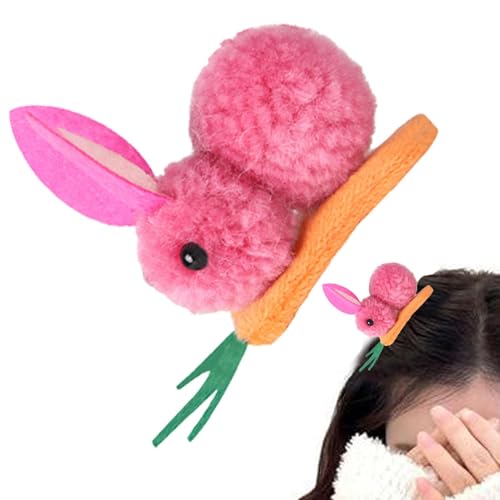Zuasdvnk Niedliche Häschen-Haarspange, Häschen-Haarspange - Hasen-Haarspange mit Karotten-Haarnadeln - Niedliche Stoffhasen-Haarspange, elastisches Plüschtier, Hasen-Haarschmuck für Frauen und Mädchen von Zuasdvnk