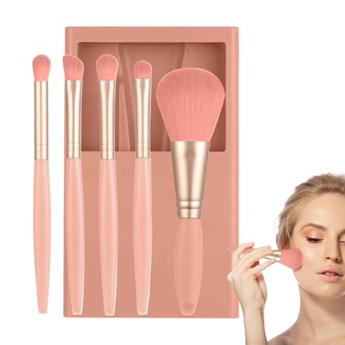 Zuasdvnk Reise -Make -up -Bürstenset, Reise -Make -up -Bürstenset | Reisegröße Make -up -Bürsten mit Gehäuse und Spiegel,Tragbare Fundamentpulver Concealer Lidschatten Applikator für Frauen, Mädchen von Zuasdvnk