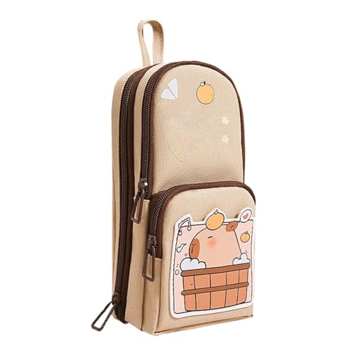 Capybara Make Up Tasche, Cute Capybara Federmäppchen, Wasserschwein Mäppchen Aus Stoff Mit Fächern, Sachen Taschen Organizer Zum Stifte, Linealen, Büro Schule Kinder Schreibwaren von Zubehors